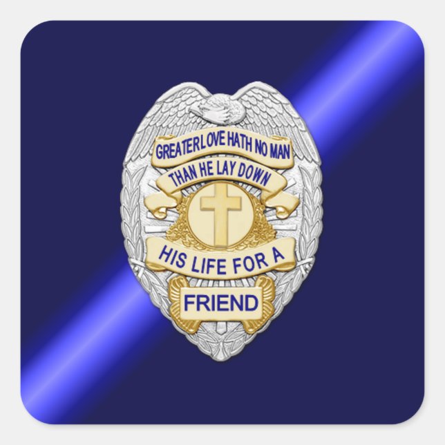 Thin Blue Line Square Sticker (Front)