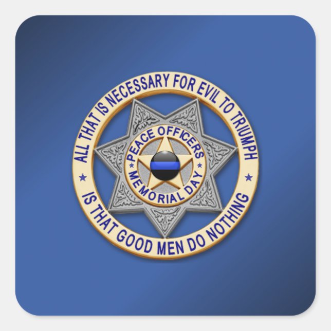 Thin Blue Line Square Sticker (Front)