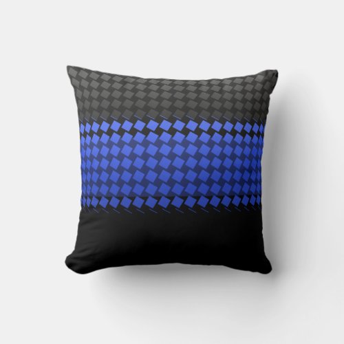 Thin Blue Line Squares Throw Pillow