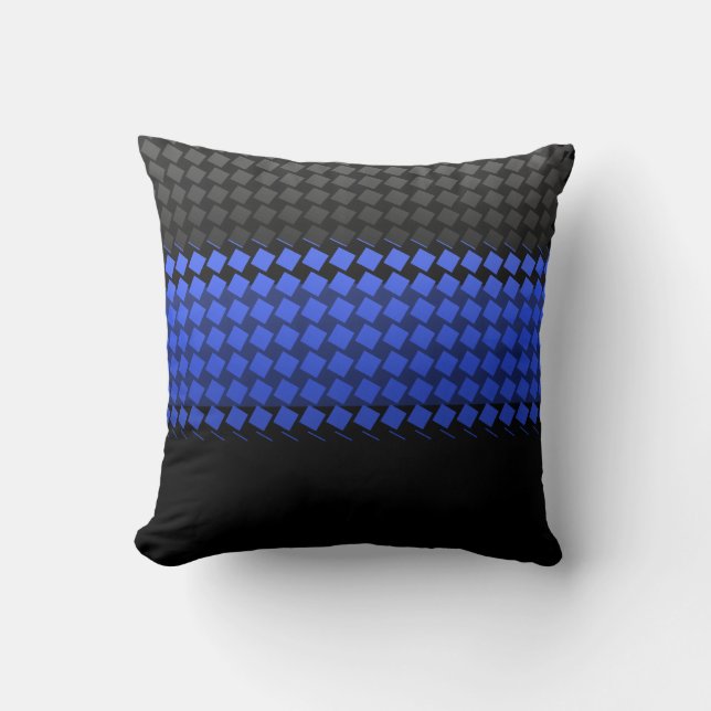 Thin Blue Line Squares Throw Pillow (Front)