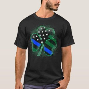 Thin Blue Line St Patricks Day Clover T-Shirt