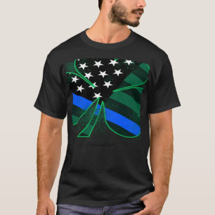 Thin Blue Line St Patricks Day Police Shamrock T-Shirt