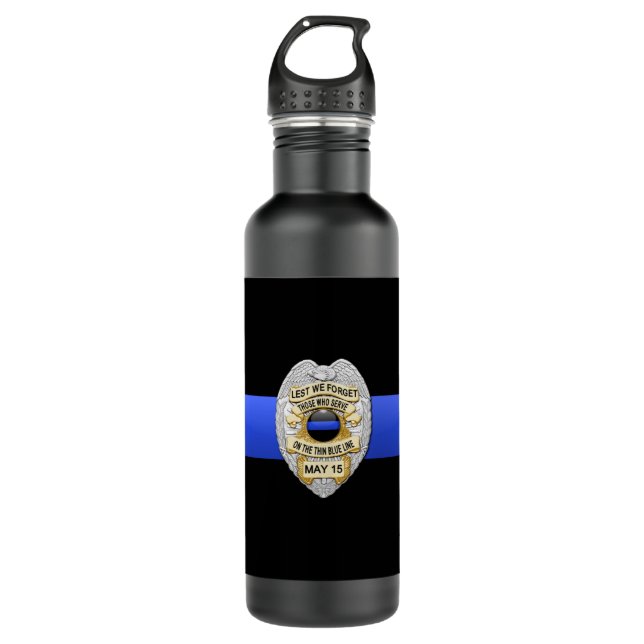 Thin Blue Line Stainless Steel Water Bottle (Front)