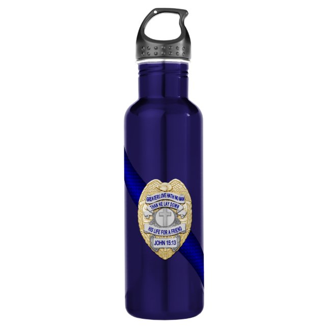 Thin Blue Line Stainless Steel Water Bottle (Front)