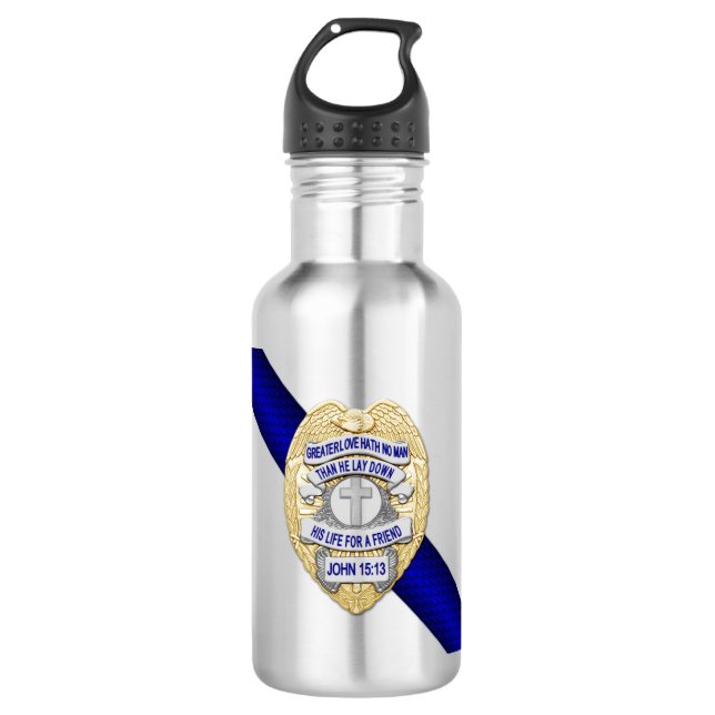 Thin Blue Line Stainless Steel Water Bottle (Front)