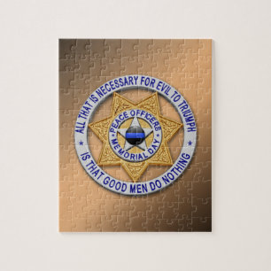 Thin Blue Line Star Badge Jigsaw Puzzle