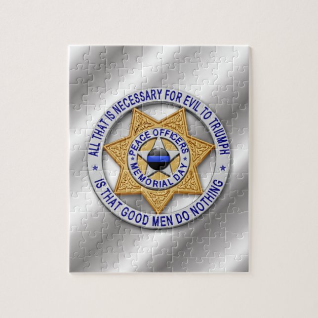 Thin Blue Line Star Badge Jigsaw Puzzle (Vertical)