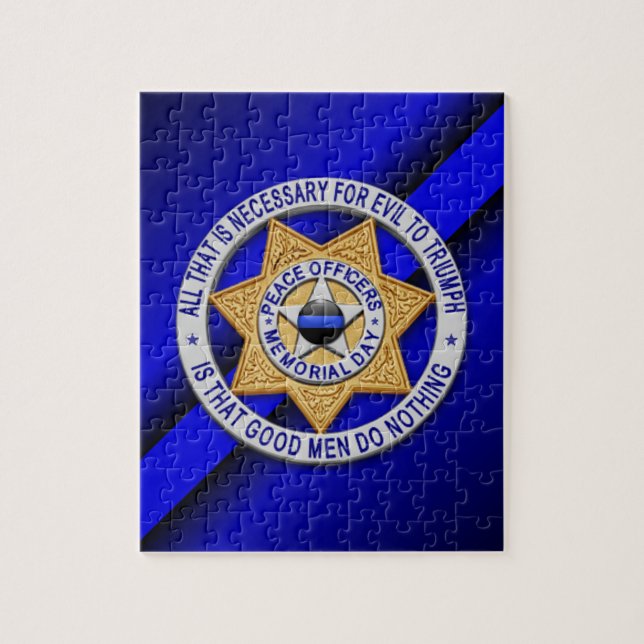 Thin Blue Line Star Badge Jigsaw Puzzle (Vertical)
