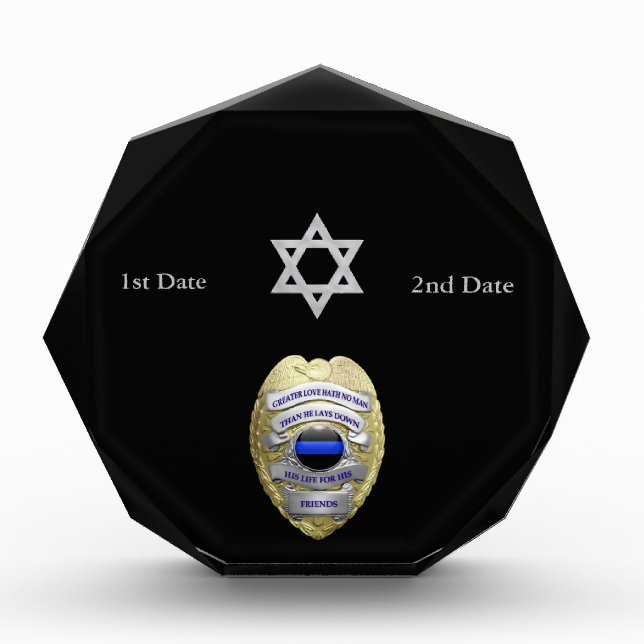 Thin Blue Line Star of David Memorial Badge Award (Front)