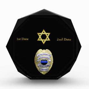 Thin Blue Line Star of David Memorial Badge Award