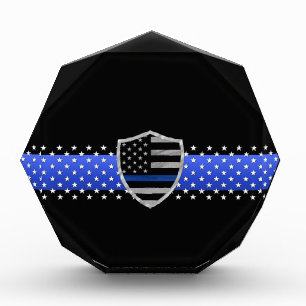 Thin Blue Line - Stars and Flag Shield Acrylic Award