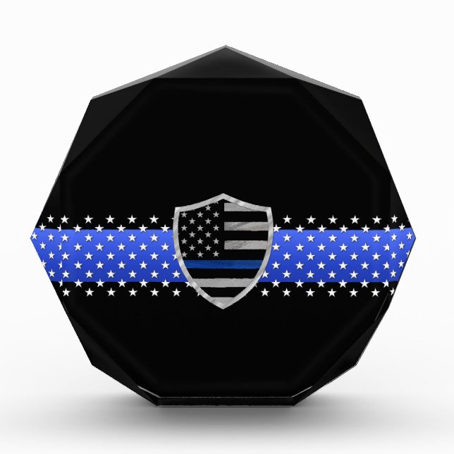 Thin Blue Line - Stars and Flag Shield Acrylic Award (Front)