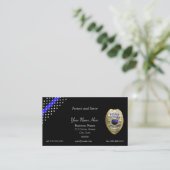 Thin Blue Line Stars and Stripes 4 Badge Options Business Card (Standing Front)