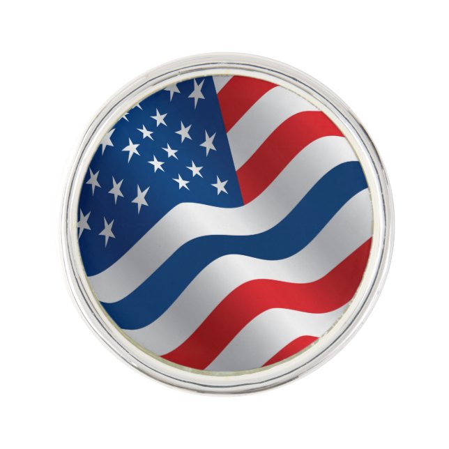 Thin Blue Line Stars and Stripes Flag Lapel Pin (Front)