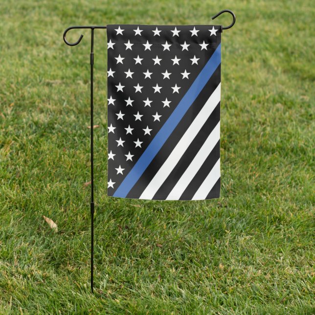 Thin Blue Line Stars and Stripes Garden Flag (In SItu)