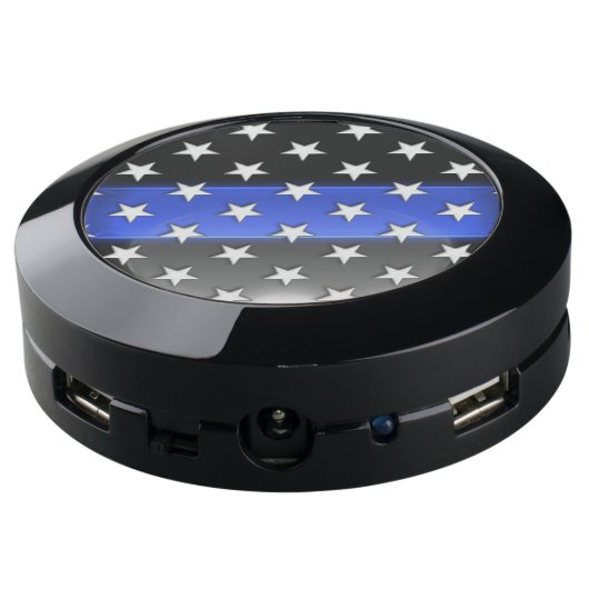 Thin Blue Line Stars and Stripes USB Charging Station (Angled Back)
