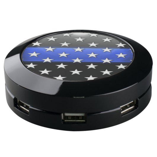 Thin Blue Line Stars and Stripes USB Charging Station (Angled)