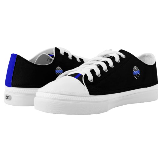 Thin Blue Line Stars Buttons Low-Top 