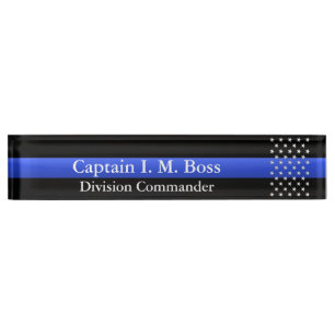 Thin Blue Line - Stars Desk Name Plate