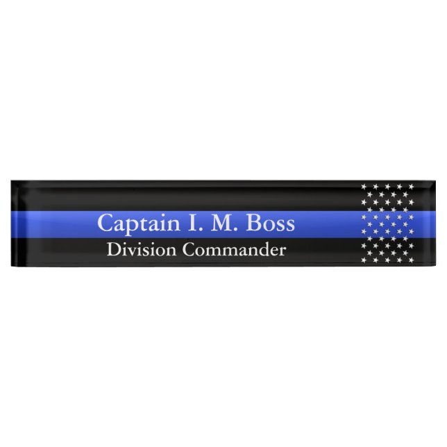 Thin Blue Line - Stars Desk Name Plate (Front)