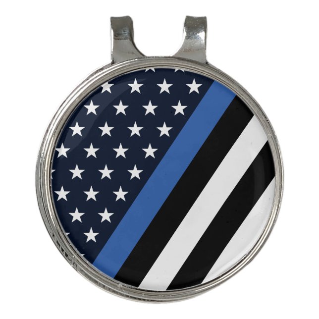 Thin Blue Line Stars Golf Hat Clip (Front)