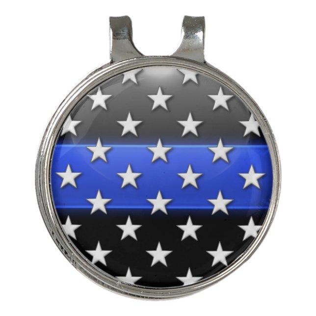 Thin Blue Line Stars Golf Hat Clip (Front)