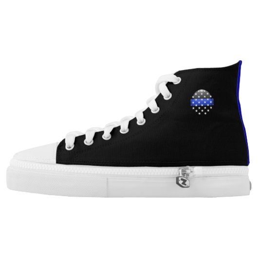 Thin Blue Line Stars High-Top Sneakers (Left Shoe Outside)