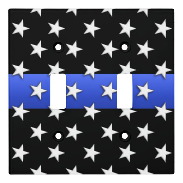 Thin Blue Line Stars Light Switch Cover (Front)