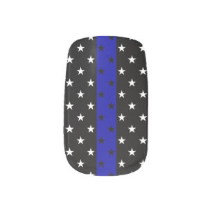 Thin Blue Line Stars Minx Nail Art