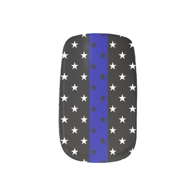 Thin Blue Line Stars Minx Nail Art (Right Thumb)