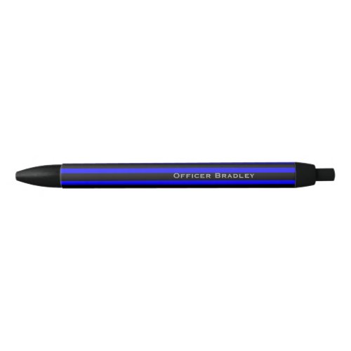 Thin Blue Line Striped Police Officer Name Blue Ink Pen