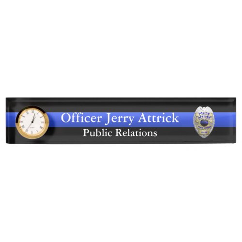 Thin Blue Line _ Super Hi Res Police Officer Badge Desk Name Plate