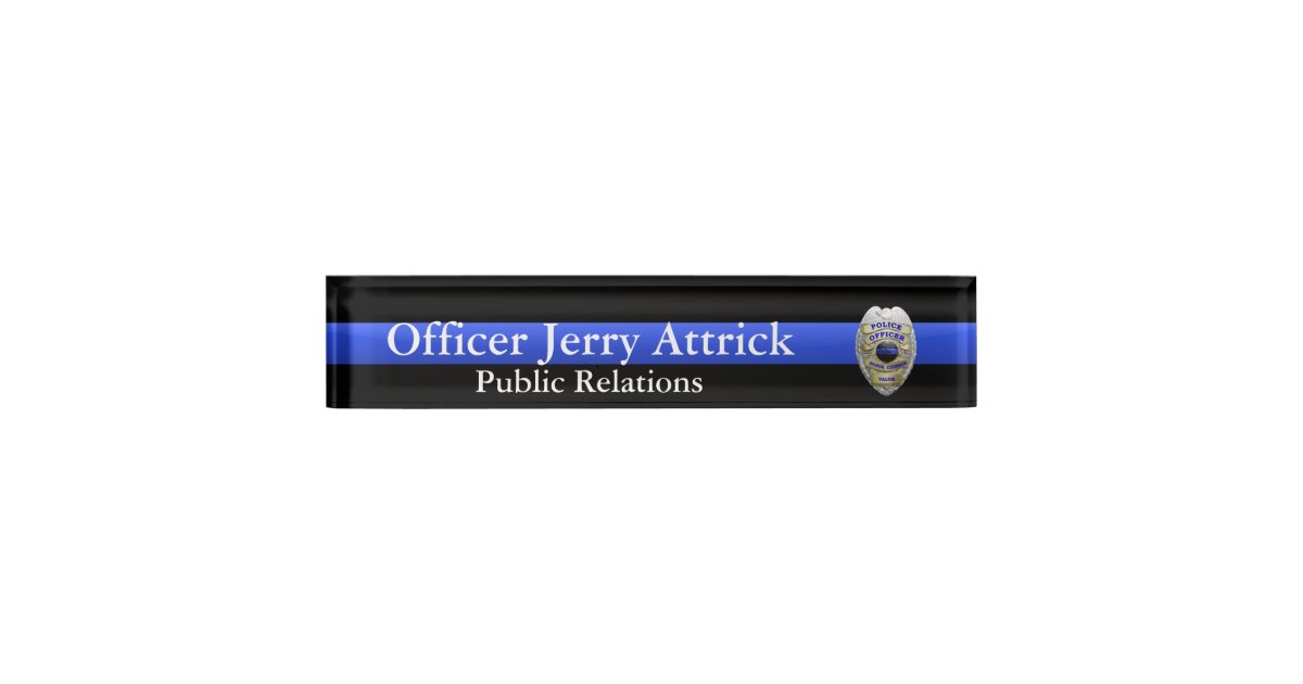 Thin Blue Line Super Hi Res Police Officer Badge Desk Name Plate