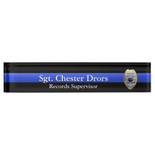 Thin Blue Line - Super Hi Res Police Supvr Badge Name Plate