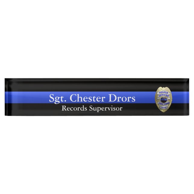 Thin Blue Line - Super Hi Res Police Supvr Badge Name Plate (Front)