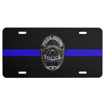 Thin Blue Line Support Police License Plate by BreakingHeadlines at Zazzle