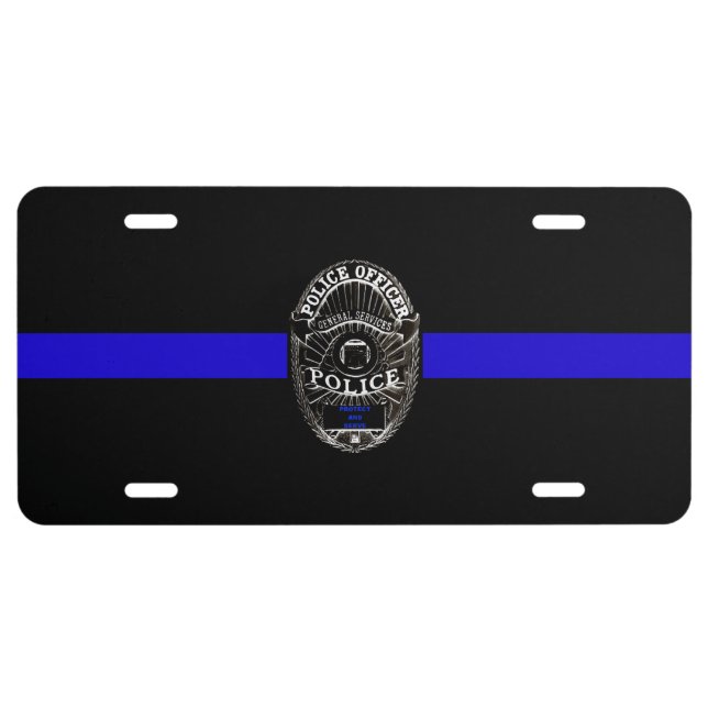 THIN BLUE LINE SUPPORT POLICE LICENSE PLATE (Front)