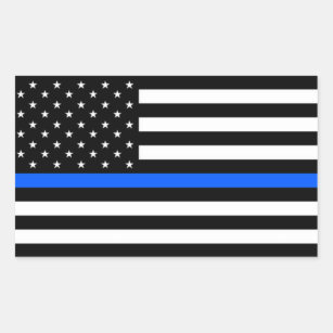 THIN BLUE LINE SUPPORT POLICE RECTANGULAR STICKER