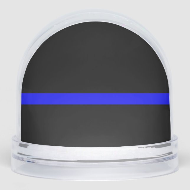 Thin Blue Line Symbolic Memorial on a Snow Globe (Front)
