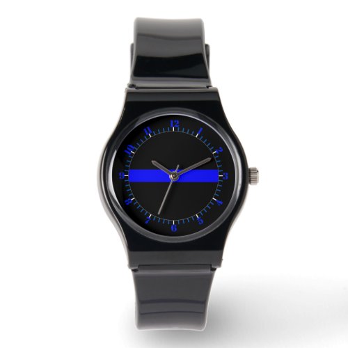 Thin Blue Line Symbolic Memorial on a Watch