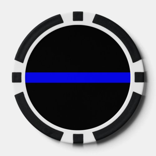 Thin Blue Line Symbolic on on a Poker Chips