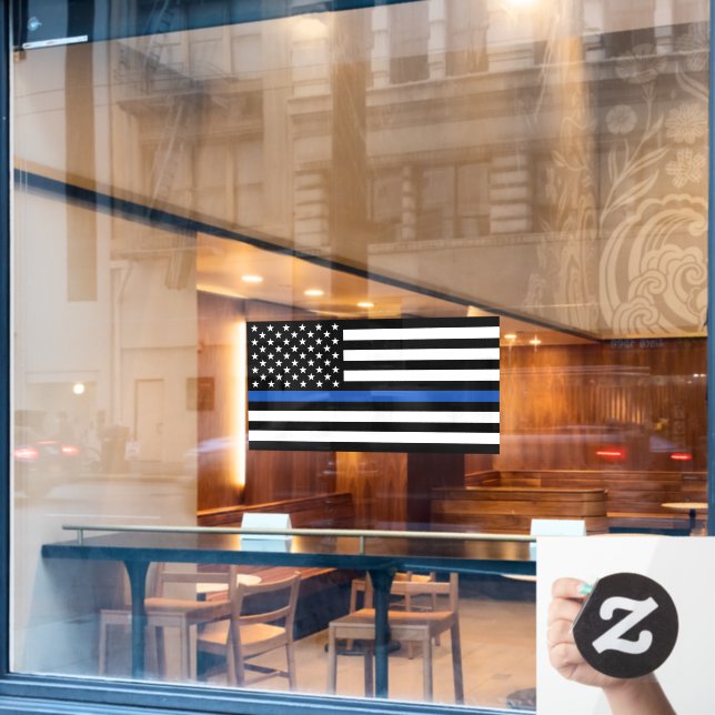Thin Blue Line Tattered Distressed Flag Window Cli Window Cling (Cafe Window)