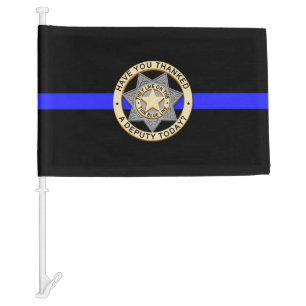 Thin Blue Line Thank You Badge Car Flag