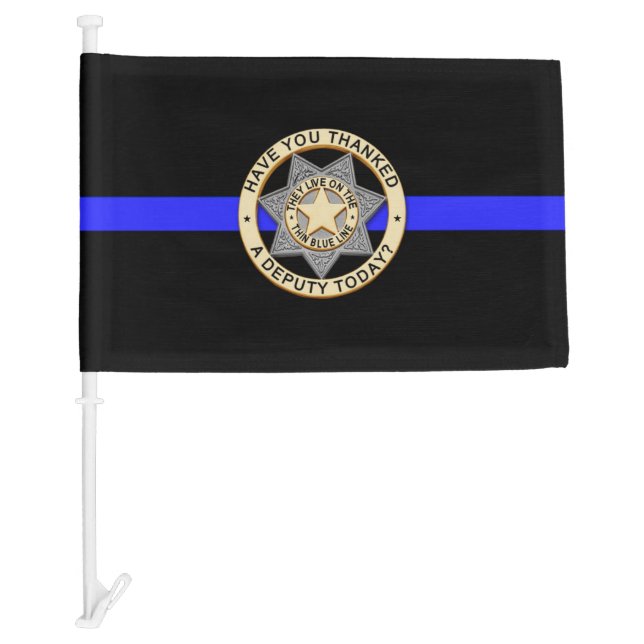 Thin Blue Line Thank You Badge Car Flag (Front)