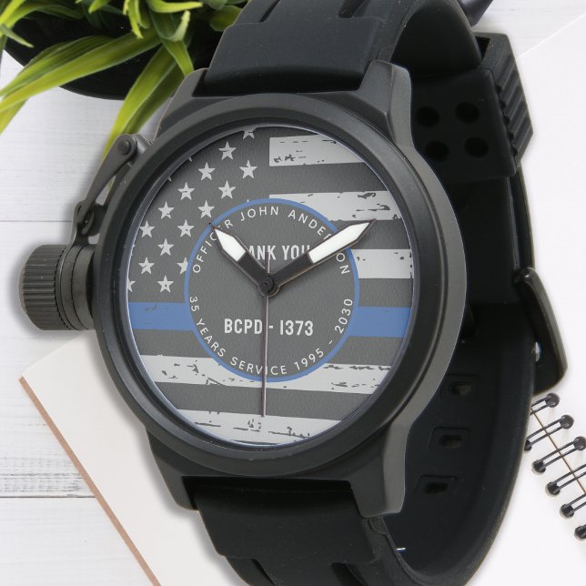 Thin Blue Line Thank You Retirement Gift Police Watch (Creator Uploaded)