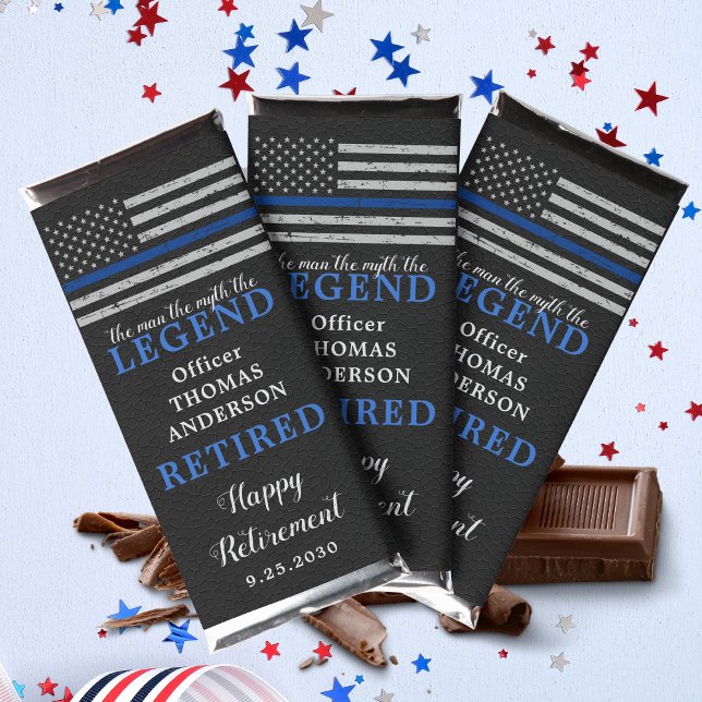 Thin Blue Line The Legend Police Retirement  Hershey Bar Favors (Creator Uploaded)