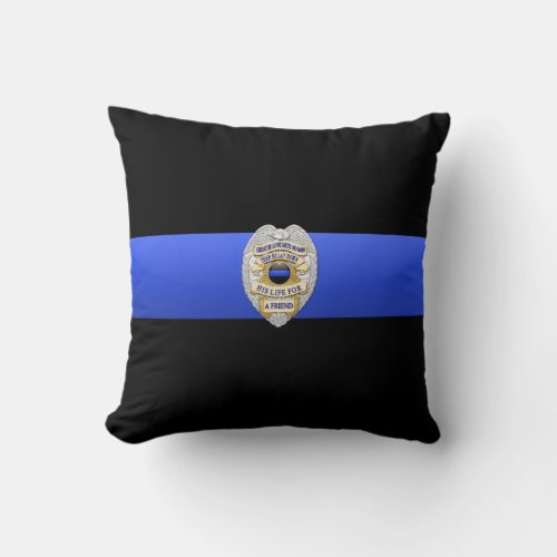 Thin Blue Line Throw Pillow