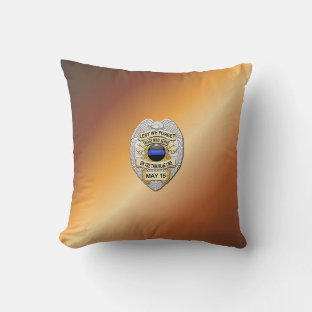 Thin Blue Line Throw Pillow (Front)
