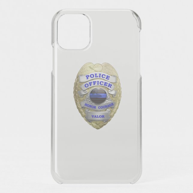 Thin Blue Line Transparent Badge Uncommon iPhone Case (Back)