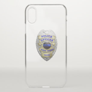 Thin Blue Line Transparent Badge iPhone XS Case